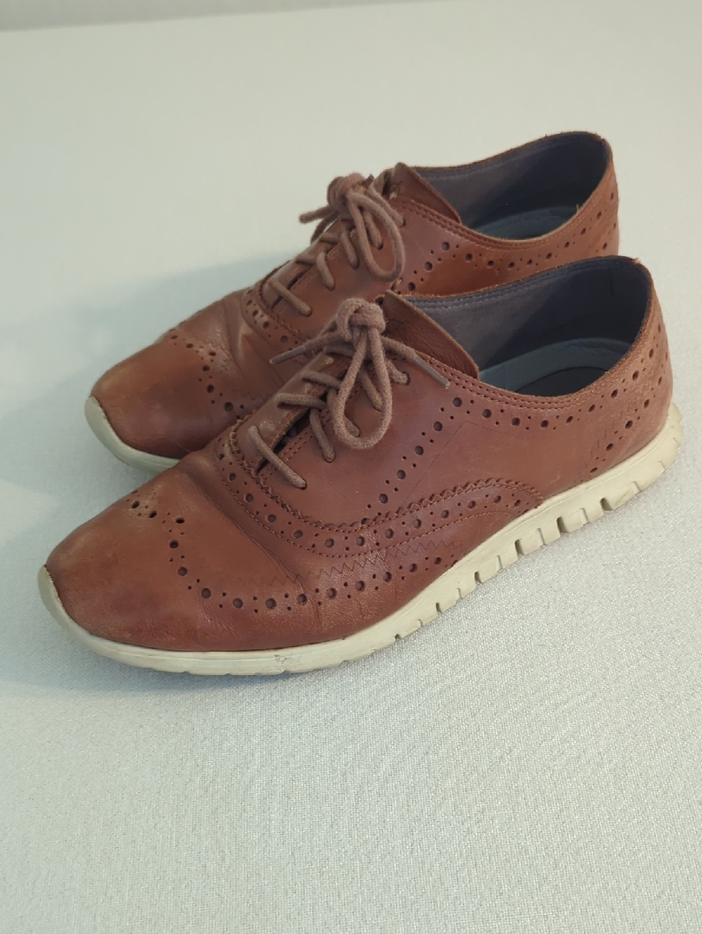 Cole Haan ZERØGRAND Brown Leather Wingtip Oxords Women's 7.5